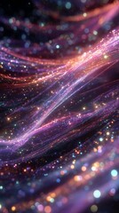 Futuristic Colorful Energy Streams with Sparkling Particles in Space