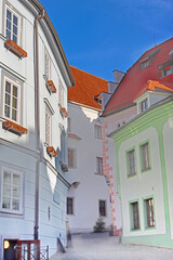 View on different buildings, Cesky Krumlov, Czech Republic