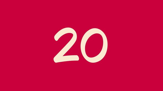 25 second countdown timer with beige number on red backgrounds uitable for presentations, websites, and educational resources   