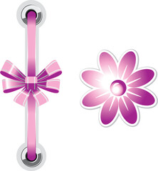 Pink Ribbon and Flower Decorations – Elegant Decorative Design Element