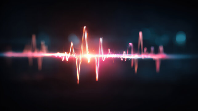 Glowing heartbeat line representing life and vital signs pulsating with energy