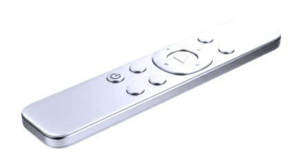 sleek silver remote control 3d model for modern ui and smart home projects, isolated on transparent background