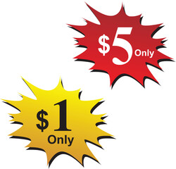 Starburst Sale Badges – 1 Deal and 5 Deals Promotional Labels