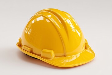 Bright yellow hard hat placed on a neutral background highlighting safety gear used in construction and industrial settings