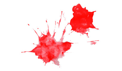 Red splash watercolor texture, stains, watercolor drips, watercolor spread on transparent background.