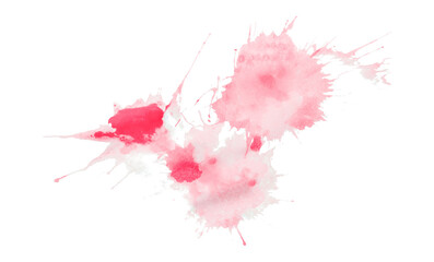 Pink splash watercolor texture, stains, watercolor drips, watercolor spread on transparent background.