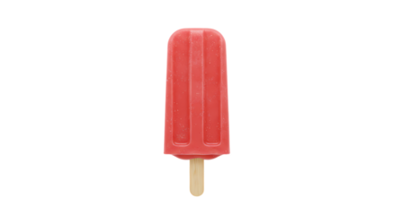 Red Popsicle on Wooden Stick Closeup Studio Shot isolated on transparent background
