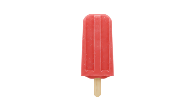 Red Popsicle on Wooden Stick Closeup Studio Shot isolated on transparent background