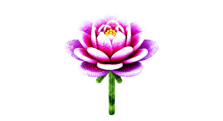 blooming pixel lotus a 3d model of serenity, nature, and digital art, isolated on transparent background