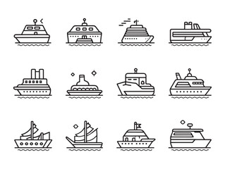 Cruise ship ultra minimalist line art