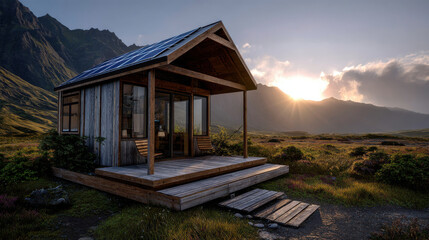 Cozy off grid cabin offers unique travel experience surrounded by stunning mountains and nature. Enjoy tranquility and beauty of landscape