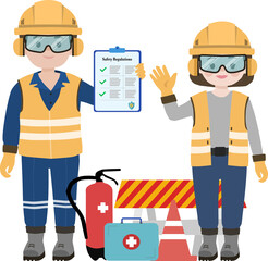 Construction Workers with Safety Checklist