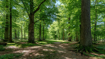 tranquil summer landscape featuring lush forest glades adorned with colorful wildflowers in germany