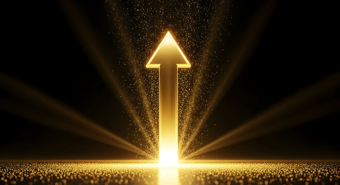Golden Arrow Ascending Success Growth Progress Achievement Upward Trend Future Potential Opportunity Business Finance Investment Strategy Vision Goal Target Leadership Excellence Innovation