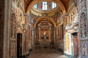 Side chapel of the Church of the Girolamini in the Centro Storico, the historical centre of Naples. The Church and the convent gallery contain works by major artists