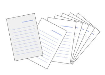 レポート用紙,便箋などのセット。ビジネスや学習をイメージしたイラストです。