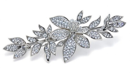 Fototapeta premium Silver brooch in the shape of a flower branch