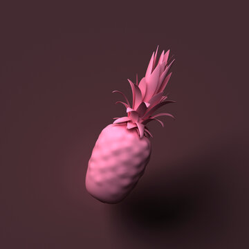 Pink 3D rendered pineapple as a conceptual food and nutrition symbol