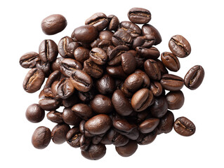 Organic Coffee Beans Scattered Freely, Isolated on Transparent Background PNG