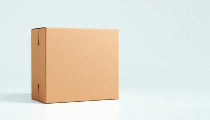 Minimalist Brown Cardboard Box on Light Background