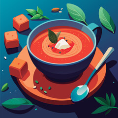 Gourmet tomato soup in a bowl.