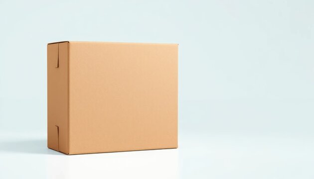 Minimalist Brown Cardboard Box on Light Background