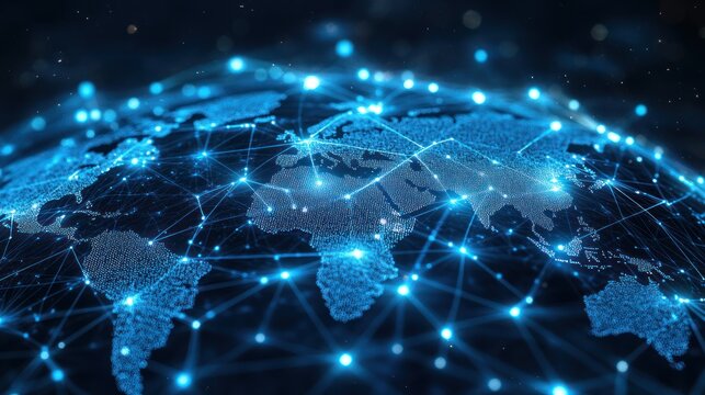 Global network connections world map illustration