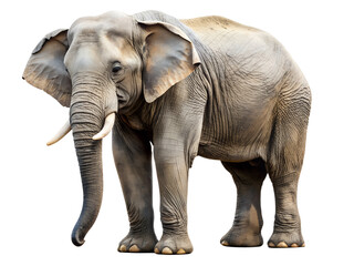 Fototapeta premium A magnificent elephant isolated on transparent background, displaying its impressive size and unique features, a true wonder of the natural world