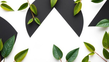 Minimalist Green and Black Leaf Art Design
