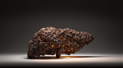 organic clay sculpture of liver resting on reflective surface artistic medical representation illustration concept scene visual for commercial design use high detail quality stock image illustration