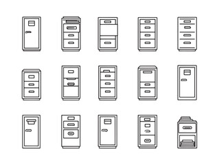 Filing cabinet ultra minimalist 2D line art