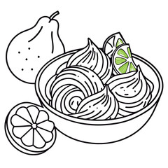 Whimsical pear. lime. and dessert bowl.