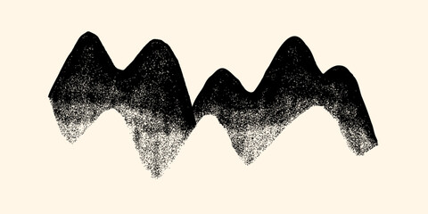 Halftone Stipple Grain Mountain. Nature Texture Dot Landscape. Vector Illustration Grunge Noise Background