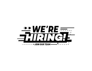 Were Hiring  Bold Black and White Recruitment Announcement