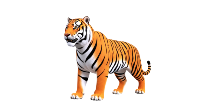 majestic bengal tiger 3d model powerful, realistic, and ready for your projects, isolated on transparent background