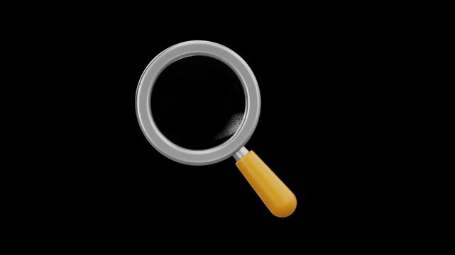 3D Animated Magnifying Glass Search Icon, Alpha Channel
