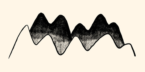 Vintage Stipple Grain Mountain. Nature Texture Dot Landscape. Vector Illustration Grunge Noise Background 