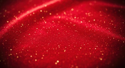 Abstract red velvet fabric with golden sparkles and soft light