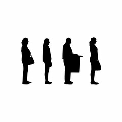 Silhouette of people waiting in line at a store checkout