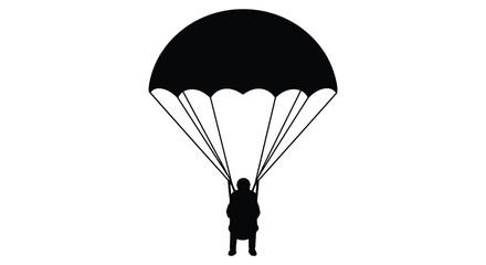 a person parachuting through sky with large parachute