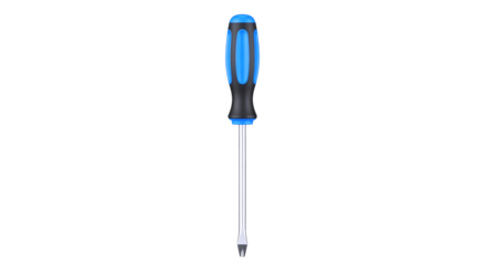 sleek blue and black screwdriver precise 3d model for diy, repair, and tool projects, isolated on transparent background