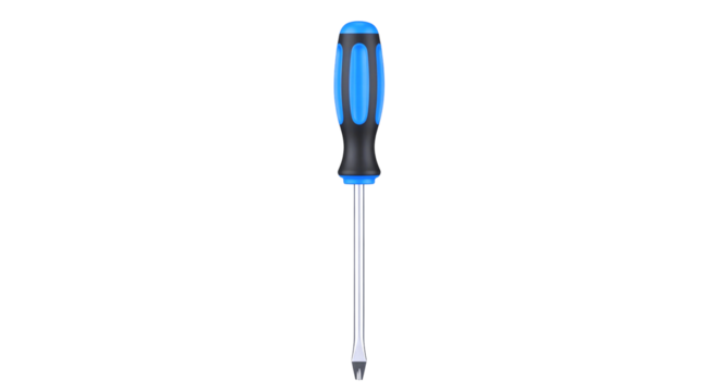 sleek blue and black screwdriver precise 3d model for diy, repair, and tool projects, isolated on transparent background