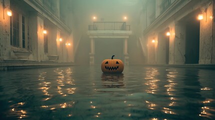 Pumpkin Swimmer In Haunted Pool
