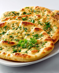 Golden Brown Garlic Naan Bread