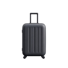 Isolated transparent black suitcase icon on travel concept minimalist design
