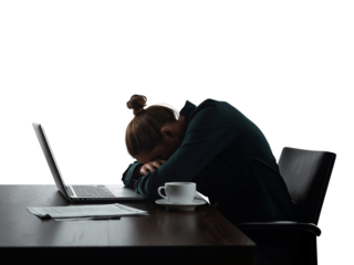 Isolated image representing burnout fatigue in modern professional life depiction
