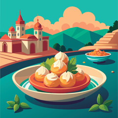 Sweet treats by the scenic mosque.