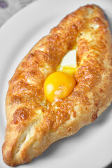 Delicious Khachapuri Georgian Bread with Egg