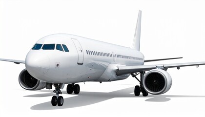 Obraz premium White commercial jet on the ground in a minimal setting design and structural detail.