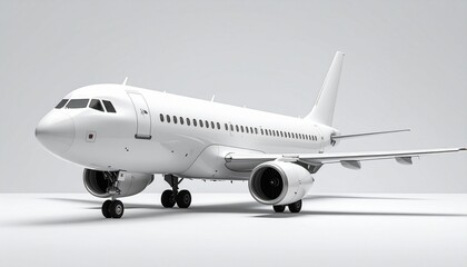 Obraz premium White commercial jet on the ground in a minimal setting design and structural detail.